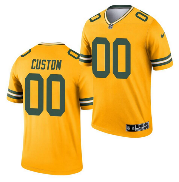 Men's Gold Green Bay Packers ACTIVE PLAYER Custom 2021 Inverted Legend Stitched Jersey